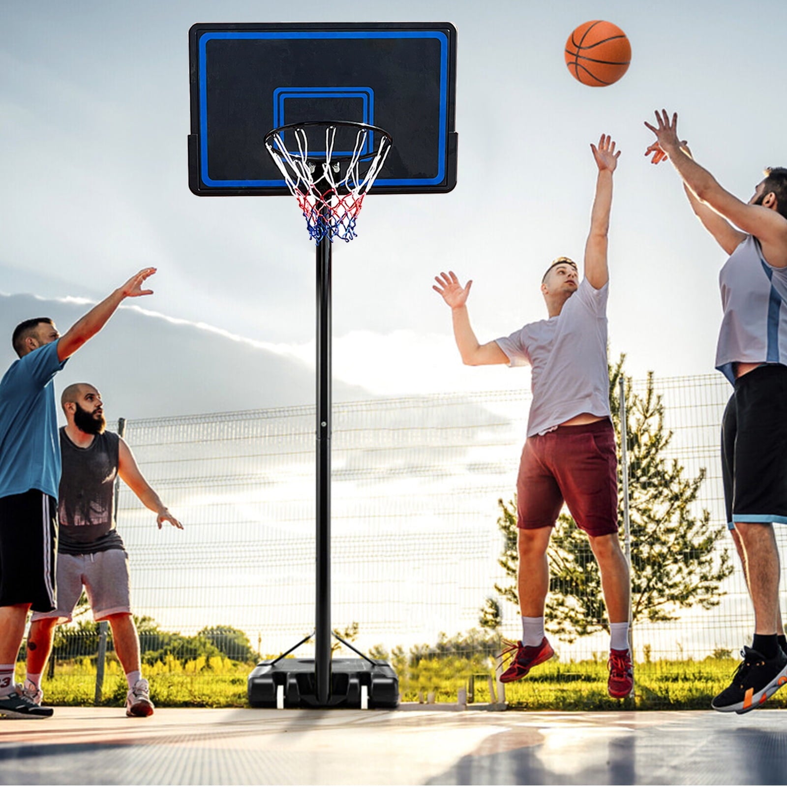 SUGIFT 7.5 ft - 10 ft 44 in Weatherproof Portable Basketball Systems