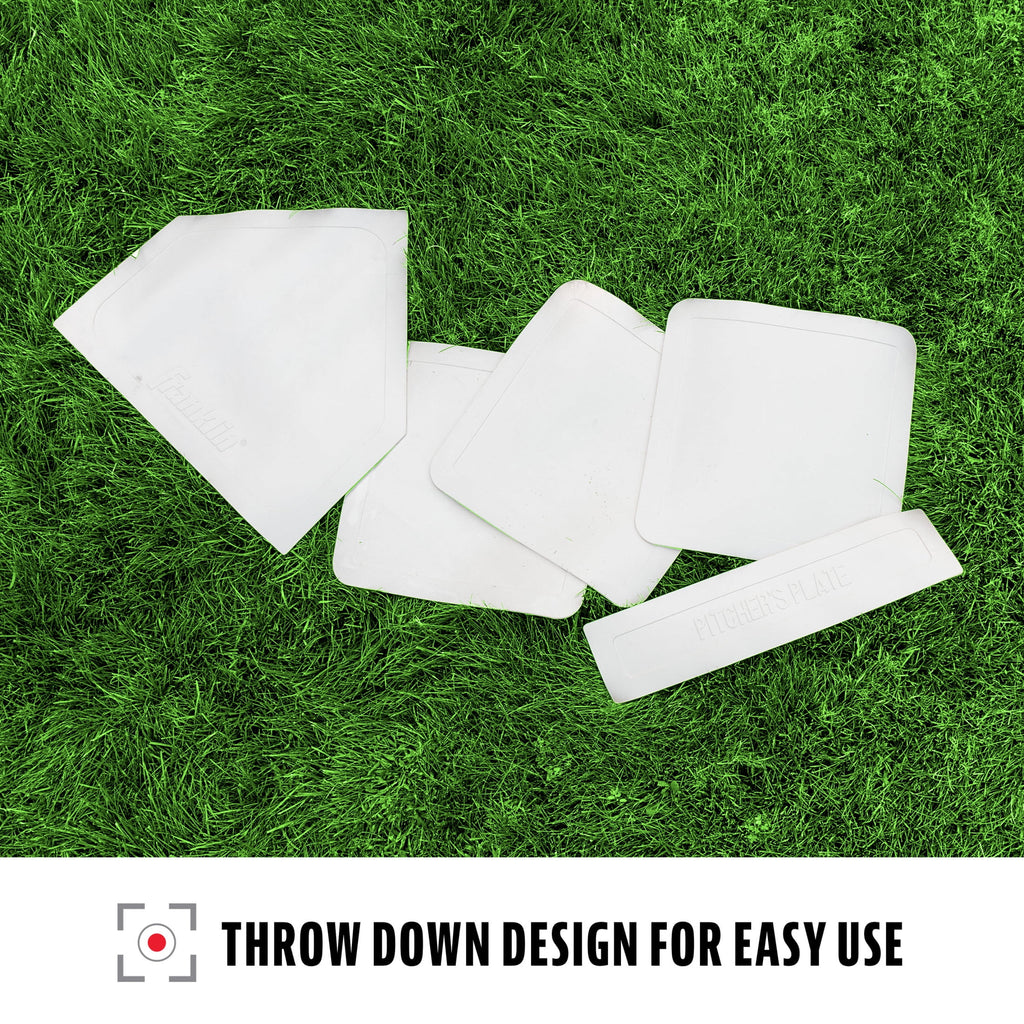 Franklin Sports Baseball Base + Plate Set - Throw Down Baseball + Kickball Rubber Bases
