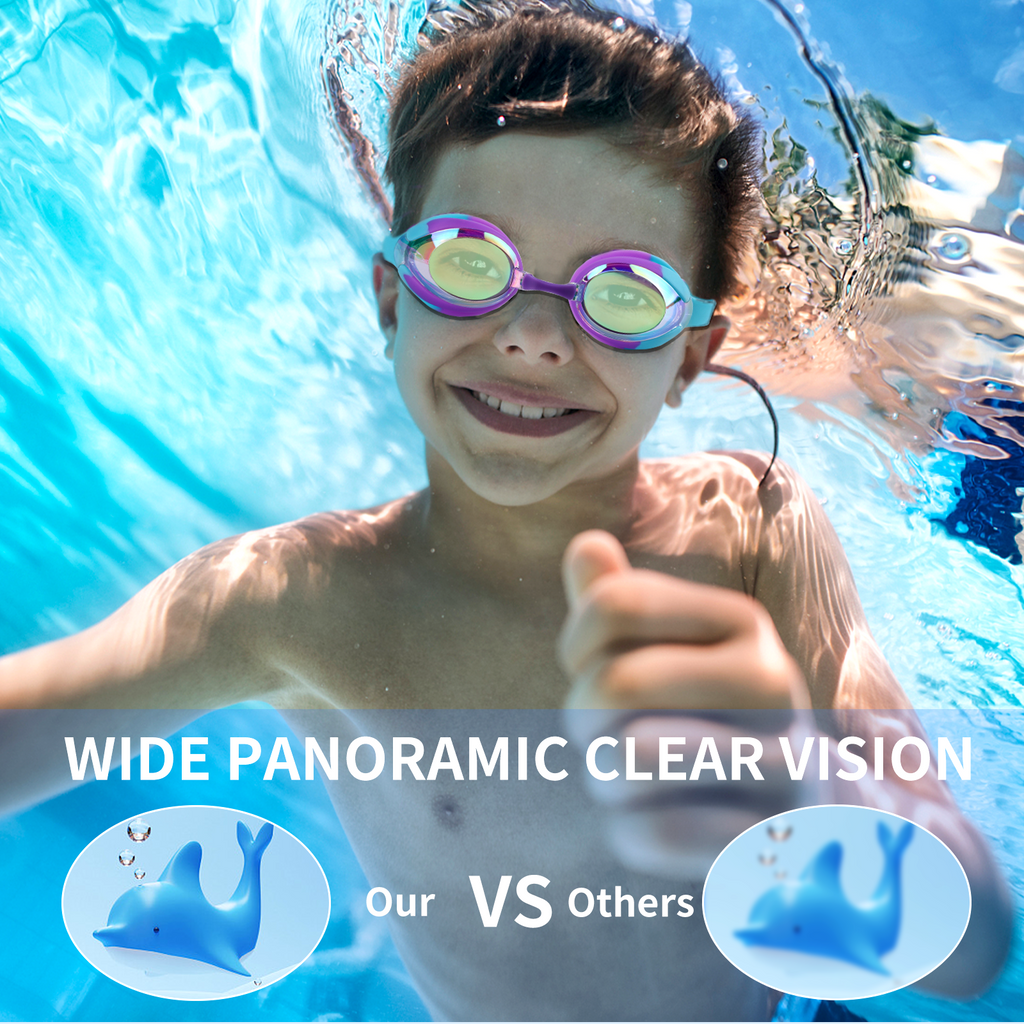 Cshidworld Kids Swim Goggles Clear Anti-Fog Swimming Sport Goggles 2 Pack