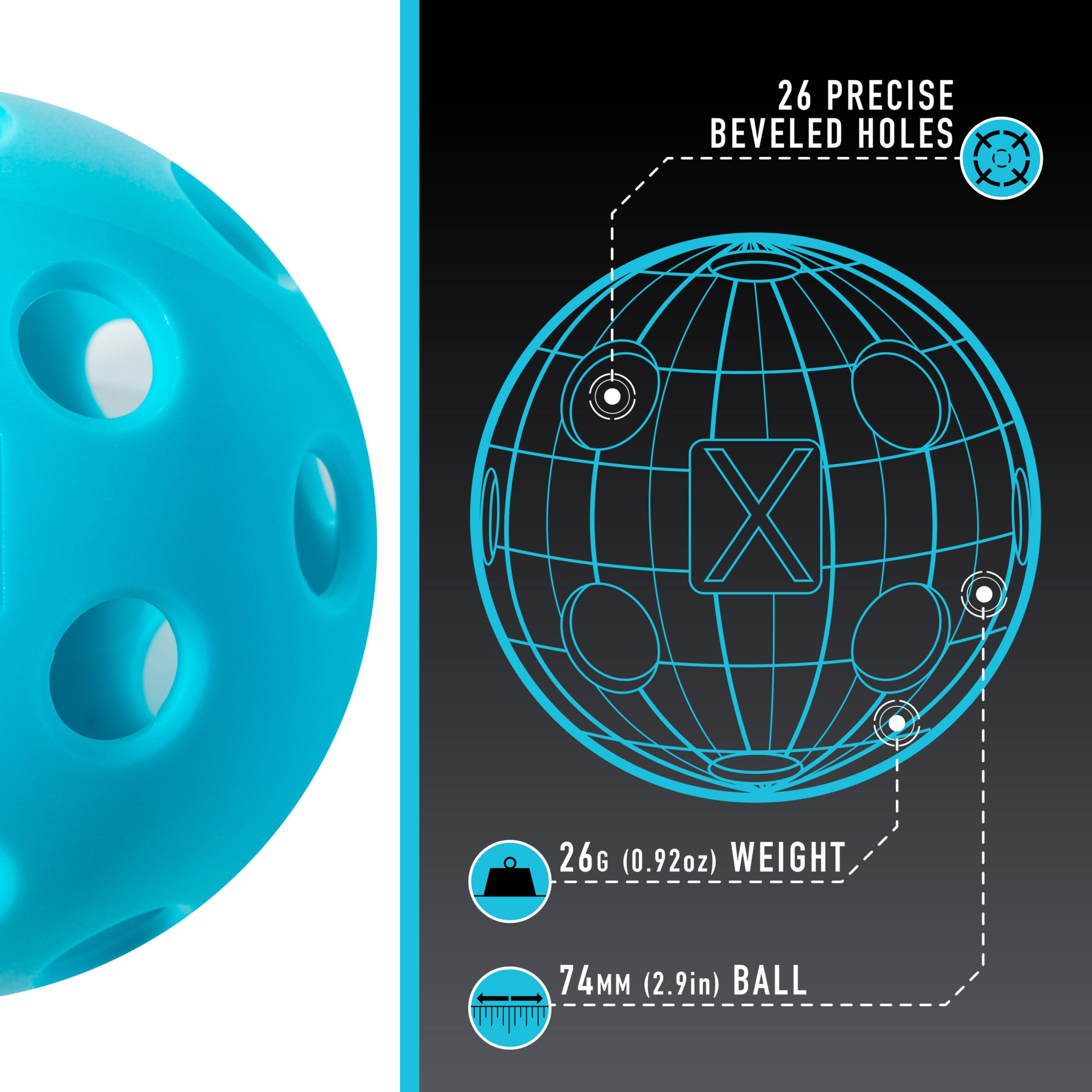 Franklin Sports X-26 Official Indoor Pickleballs - Bulk 100 Pack - Blue