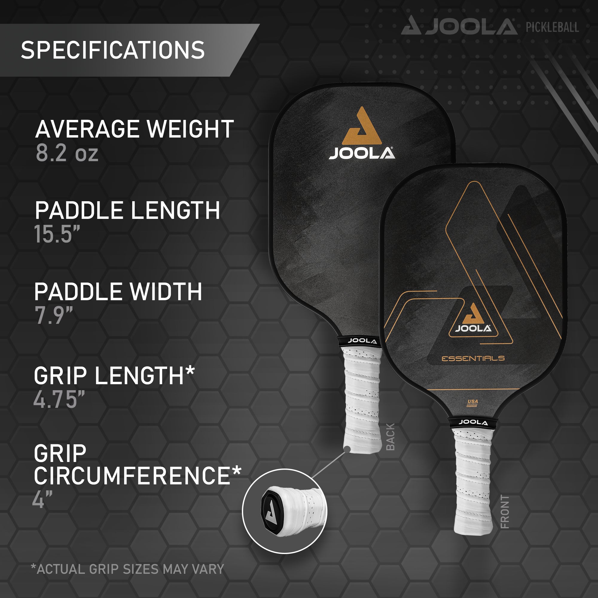 JOOLA Essentials Pickleball Paddle, Fiberglass, USAPA Approved, Black