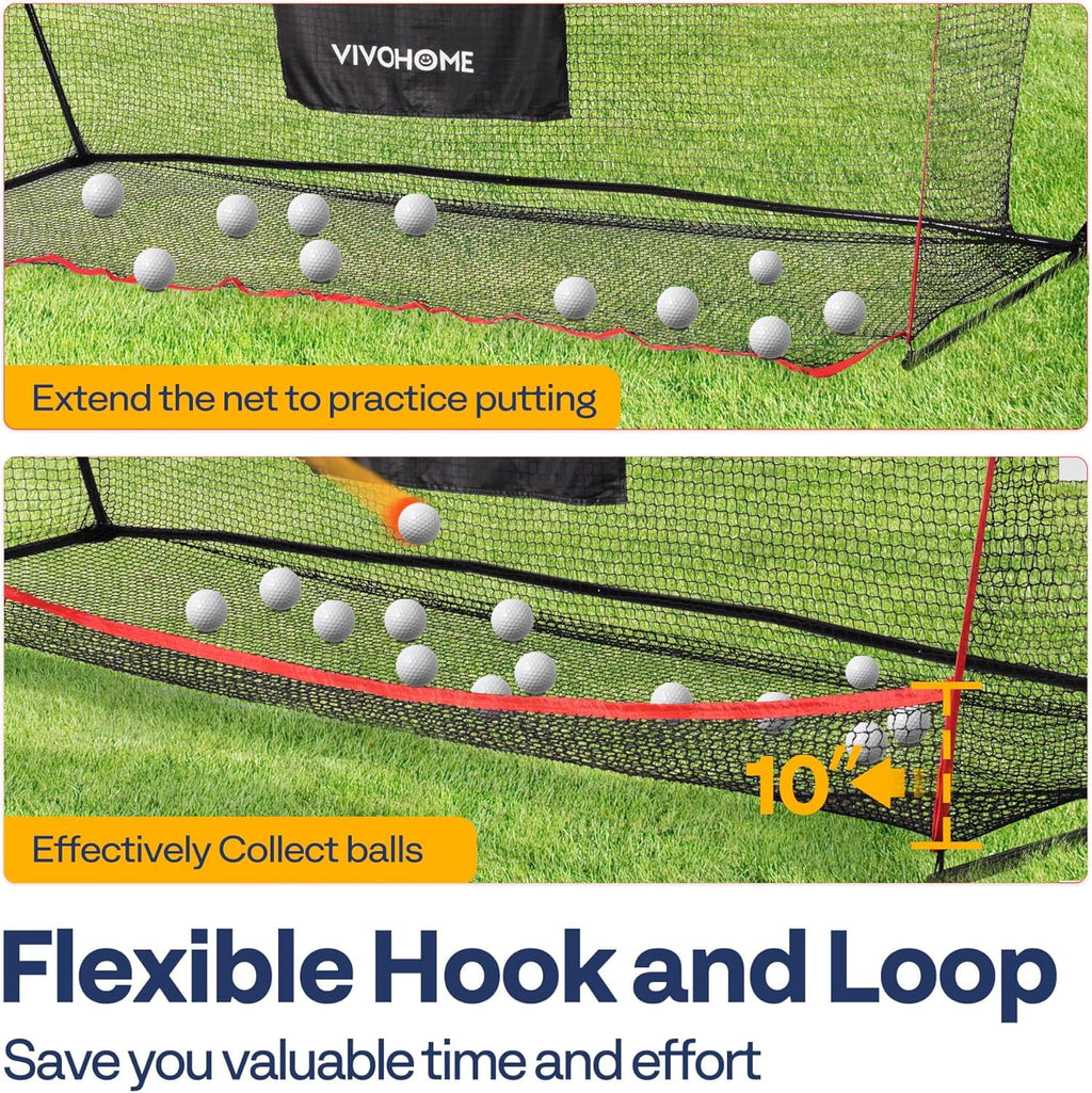 SPECSTAR 10 x 7ft Golf Net for Hitting, Chipping, Driving Training, Heavy Duty Golf Practice Net for Indoor, Backyard, Garage, with Golf Mat, Target Cloth, 8 Golf Tees, 6 Golf Balls, Carry Bag