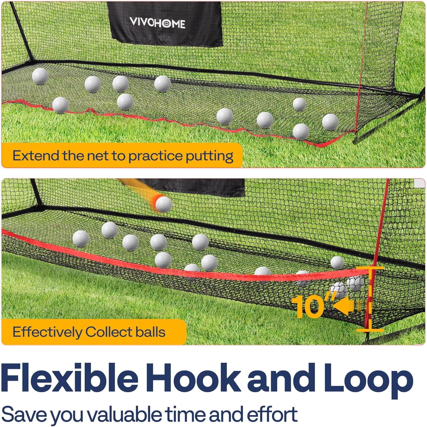 SPECSTAR 10 x 7ft Golf Net for Hitting, Chipping, Driving Training, Heavy Duty Golf Practice Net for Indoor, Backyard, Garage, with Golf Mat, Target Cloth, 8 Golf Tees, 6 Golf Balls, Carry Bag