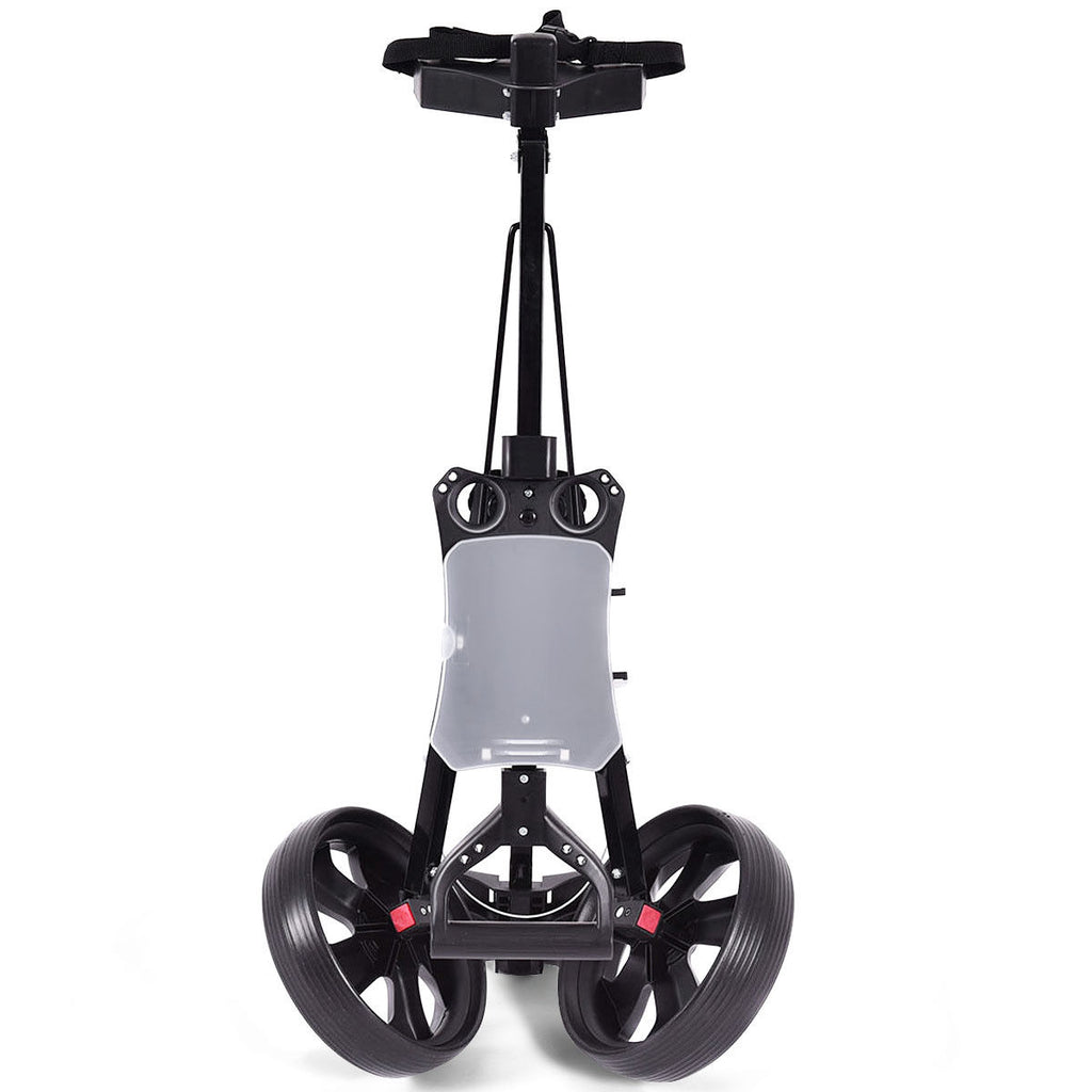 Costway 2 Wheel Golf Push Cart Foldable Portable Lightweight Golf Trolley with Scorecard Holder