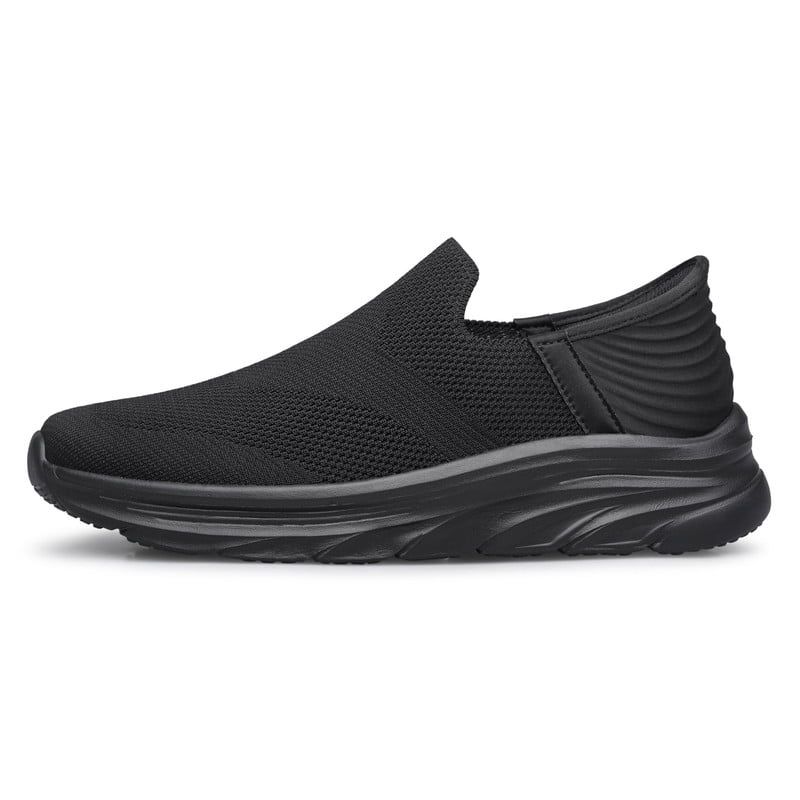 vibdiv Men's Hands Free Slip on Walking Shoes Lightweight Comfortable Tennis Casual Sneakers zapatos de hombre All Black Size 7.5